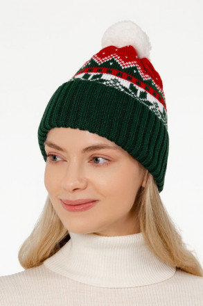 Шапка Happy View, красная с зеленым