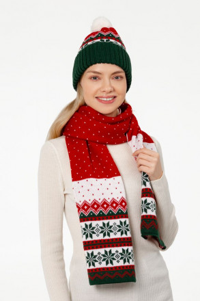 Шапка Happy View, красная с зеленым