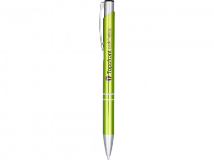 Кнопочная шариковая ручка Moneta из анодированного алюминия, черные чернила, лайм