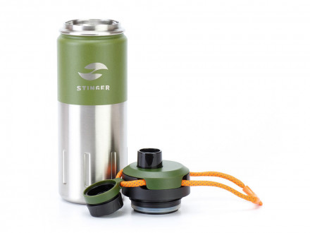 Термобутылка Stinger, 0,5 л, сталь/пластик, зеленый мох, 7,5 х 23,1 см