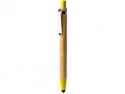 Ручка-стилус шариковая NAGOYA с бамбуковым корпусом, натуральный/желтый
