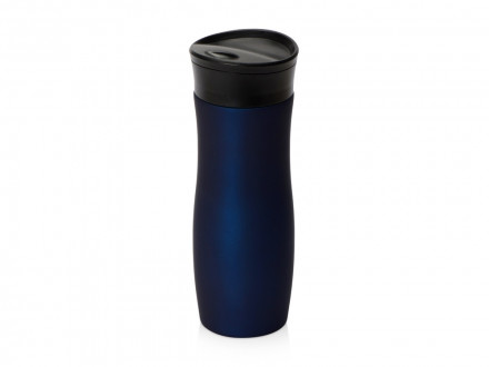 Вакуумная термокружка с кнопкой Streamline, Waterline, soft-touch, тубус, темно-синий