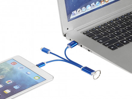 Кабель для зарядки Metal 3-в-1 с брелоком, синий