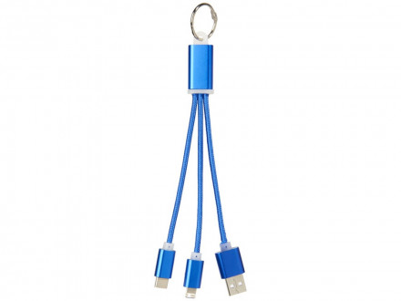 Кабель для зарядки Metal 3-в-1 с брелоком, синий