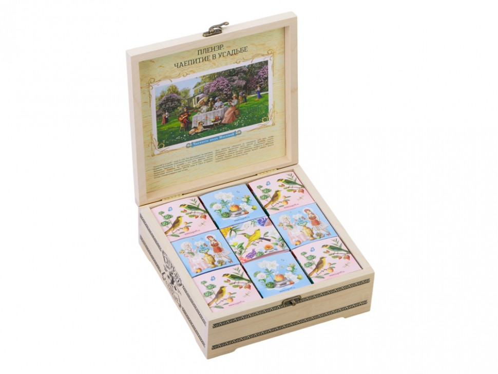 Подарочный набор с чаем Чайный букет в деревянной шкатулке, натуральный