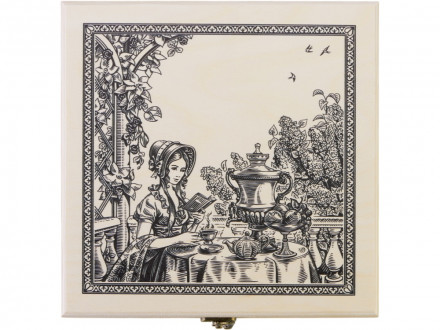 Подарочный набор с чаем Чайный букет в деревянной шкатулке, натуральный