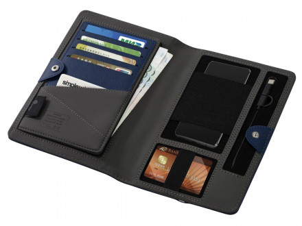 Органайзер с функцией беспроводной зарядки Manner, 5000 mah, темно-синий (Р)