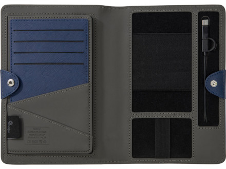 Органайзер с функцией беспроводной зарядки Manner, 5000 mah, темно-синий (Р)