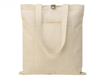 Сумка Clip из хлопка 340 г/м2 с застежкой из экокожи, натуральный