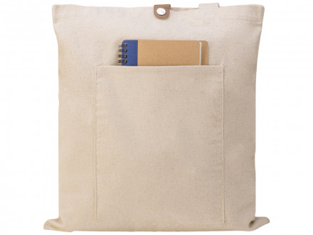 Сумка Clip из хлопка 340 г/м2 с застежкой из экокожи, натуральный