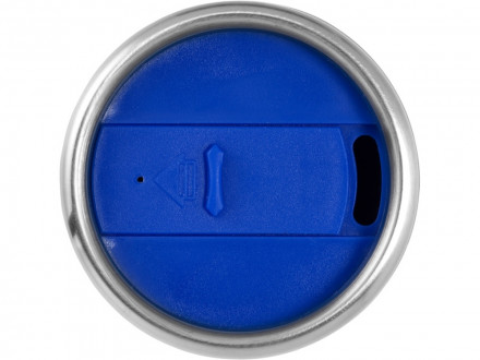 Термостакан Elwood из переработанной нержавеющей стали, 410 мл - Серебристый/Синий