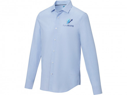 Cuprite Мужская рубашка с длинным рукавом, изготовленная из натуральных материалов, которые отвечают стандарту GOTS - Светло-синий