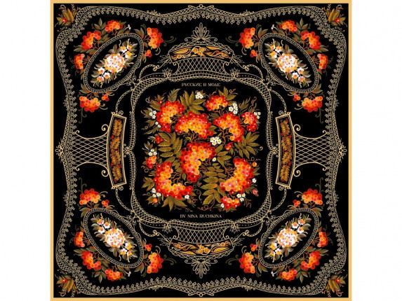 Платок Тагильский поднос, черный