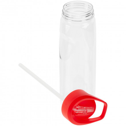 Спортивная бутылка Start, прозрачная с красной крышкой