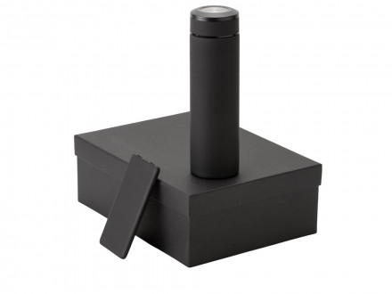 Подарочный набор с термосом и повербанком С1, черный