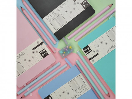 Скетчбук Sketch & Art в мягком переплете 140х210 мм, 100 л. бежевой бумаги 100 гр., мятный