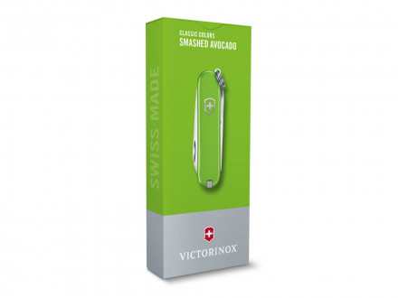 Нож-брелок VICTORINOX Classic SD Colors Smashed Avocado, 58 мм, 7 функций, салатовый