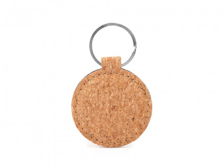 Брелок HIBIS из натуральной пробки, круглый, бежевый