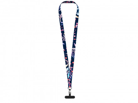 Ланъярд 2 см под сублимацию с трендовым карабином и узким держателем для телефона из ПЭ, черный