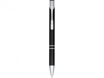 Кнопочная шариковая ручка Moneta из анодированного алюминия, черные чернила, черный