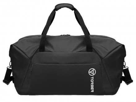 Сумка дорожная TORBER Mobi, чёрная, полиэстер 900D с PU покрытием, 65 х 37 х 34 см