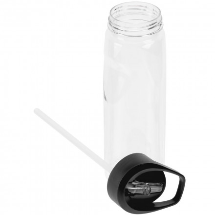 Спортивная бутылка Start, прозрачная с черной крышкой