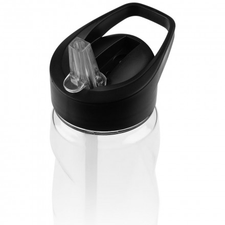 Спортивная бутылка Start, прозрачная с черной крышкой