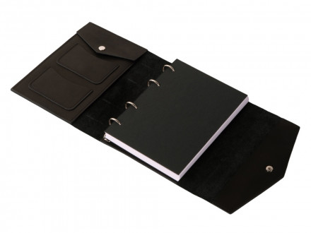 Блокнот кожаный А5 на кольцах, черный