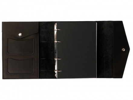 Блокнот кожаный А5 на кольцах, черный