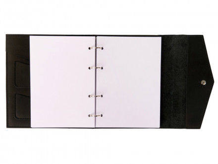 Блокнот кожаный А5 на кольцах, черный