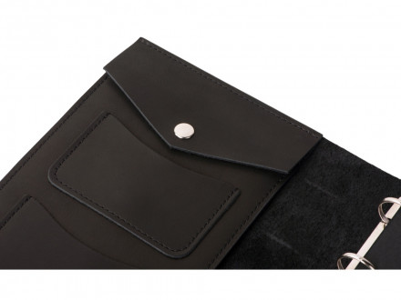 Блокнот кожаный А5 на кольцах, черный