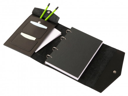 Блокнот кожаный А5 на кольцах, черный