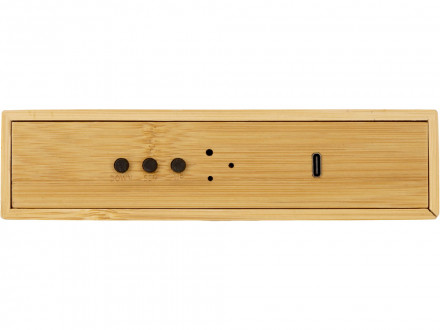 Часы настольные с беспроводной зарядкой Index, 10 Вт, бамбук (Р)