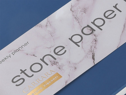Еженедельник с каменной бумагой А5+ Carrara, темно-синий