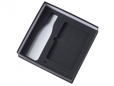 Подарочный набор с блокнотом С1, металлической ручкой и термобутылкой, черный