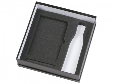 Подарочный набор с блокнотом С1, металлической ручкой и термобутылкой, черный