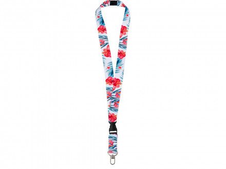 Ланъярд 2,5 см под сублимацию с трендовым карабином, межуровневым замком и замком обрыва