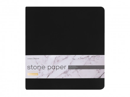 Еженедельник с каменной бумагой А5+ Carrara, черный