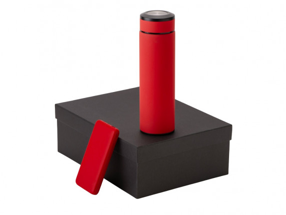 Подарочный набор с термосом и повербанком С2, красный