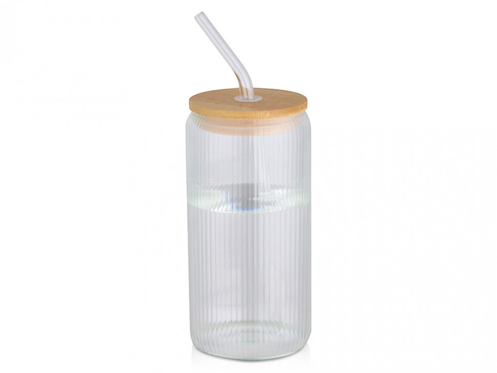 Ёмкость Mirage из боросиликатного стекла объемом 500 мл с одинарными стенками и крышкой из бамбука - Прозрачный