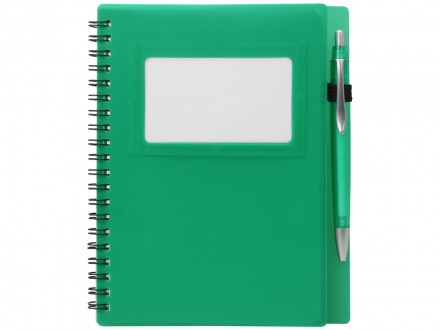 Блокнот Контакт с ручкой, зеленый