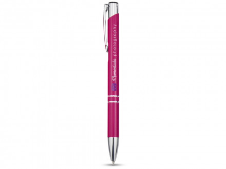 Алюминиевая шариковая кнопочная ручка Moneta, синие чернила, розовый