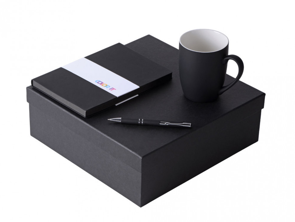 Подарочный набор с блокнотом С1, металлической ручкой и кружкой, черный