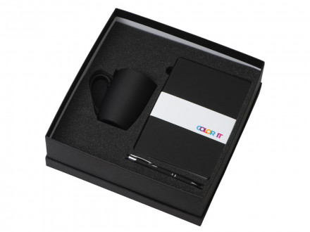 Подарочный набор с блокнотом С1, металлической ручкой и кружкой, черный