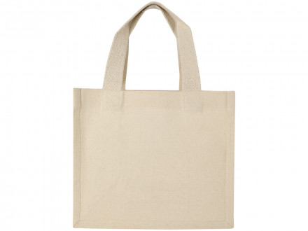 Мини эко-сумка Odessa с клинчиком, изготовленная из переработанного хлопка, сертифицированного согласно GRS, плотностью 220 г/м², объемом 9 л - Натуральный