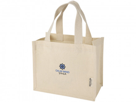 Мини эко-сумка Odessa с клинчиком, изготовленная из переработанного хлопка, сертифицированного согласно GRS, плотностью 220 г/м², объемом 9 л - Натуральный