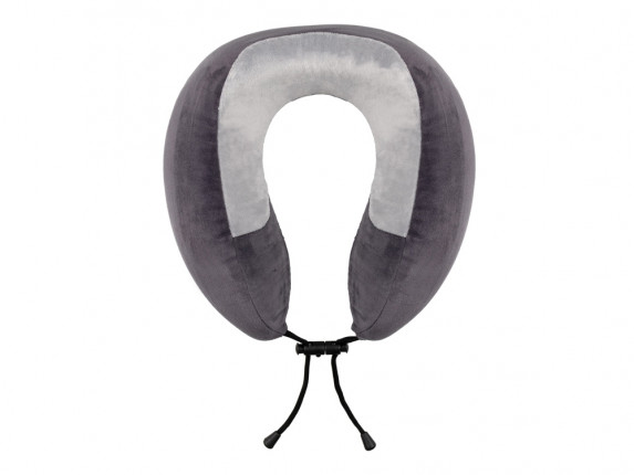 Подушка TORBER, дорожная, с эффектом памяти, тёмно-серая, полиэстер+спандекс