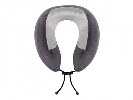 Подушка TORBER, дорожная, с эффектом памяти, тёмно-серая, полиэстер+спандекс