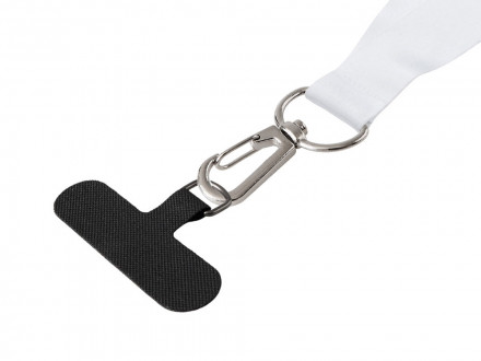 Ланъярд 2 см под сублимацию с трендовым карабином и узким держателем для телефона из ПЭ, серебристый