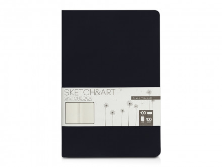 Скетчбук Sketch & Art в твердом переплете 143х216 мм, 100 л. бежевой бумаги 100 г/м2, черный